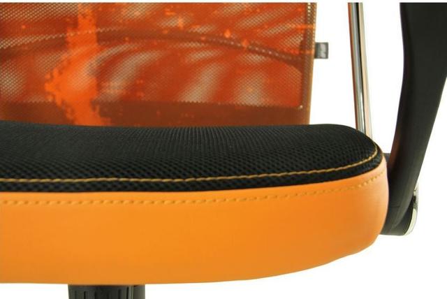 Кресло АЭРО HB сиденье Сетка черная, боковины Zeus 045 Orange спинка Сетка оранж-Skyline (3)