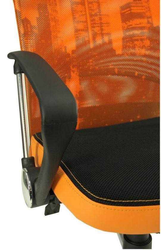 Кресло АЭРО HB сиденье Сетка черная, боковины Zeus 045 Orange спинка Сетка оранж-Skyline (5)