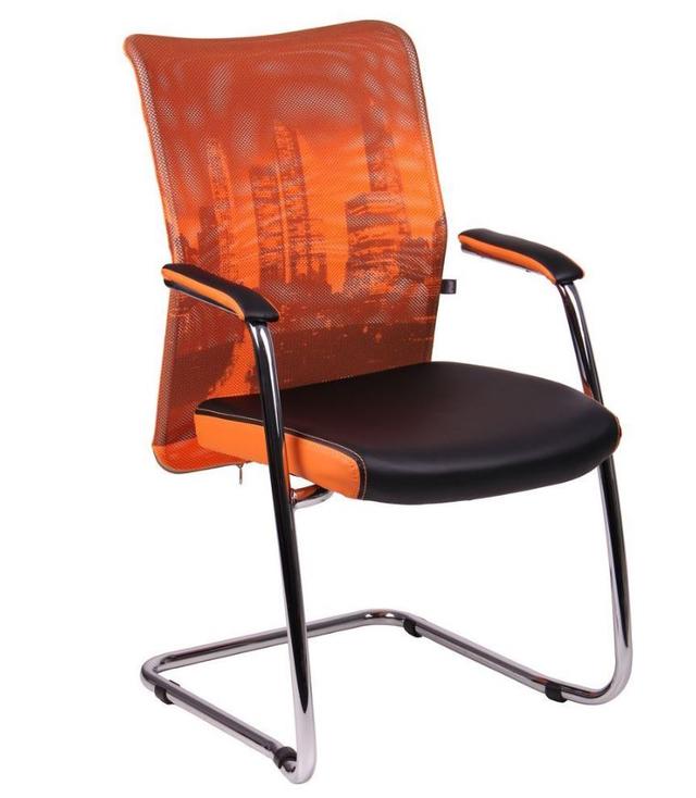 Кресло Аэро CF хром сиденье Сетка черная, Zeus 045 Orange спинка Сетка оранж-Skyline