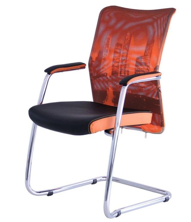 Кресло Аэро CF хром сиденье Сетка черная, Zeus 045 Orange спинка Сетка оранж-Skyline (2)