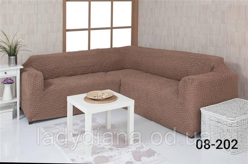 Чохол на кутовий диван без оборки, натяжна, жатка-креш, універсальний, Concordia 08-200