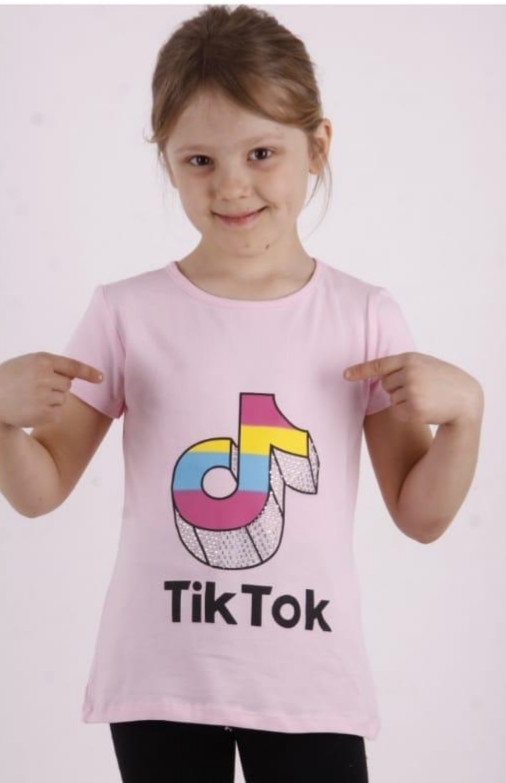 

{есть:10/11 лет,12/13 лет,13/14 лет,6/7 лет,8/9 лет} Футболка Tik Tok для девочек, Артикул: 11065-розовый [6/7