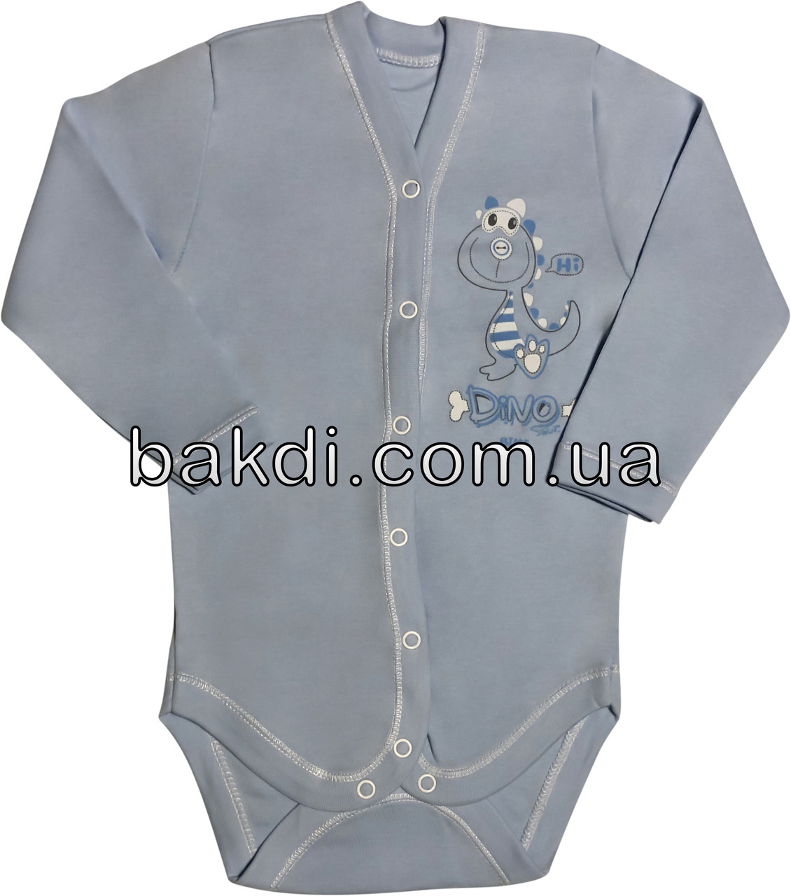 Детское боди на мальчика рост 74 6-9 мес для новорожденных трикотажное с длинным рукавом интерлок голубое