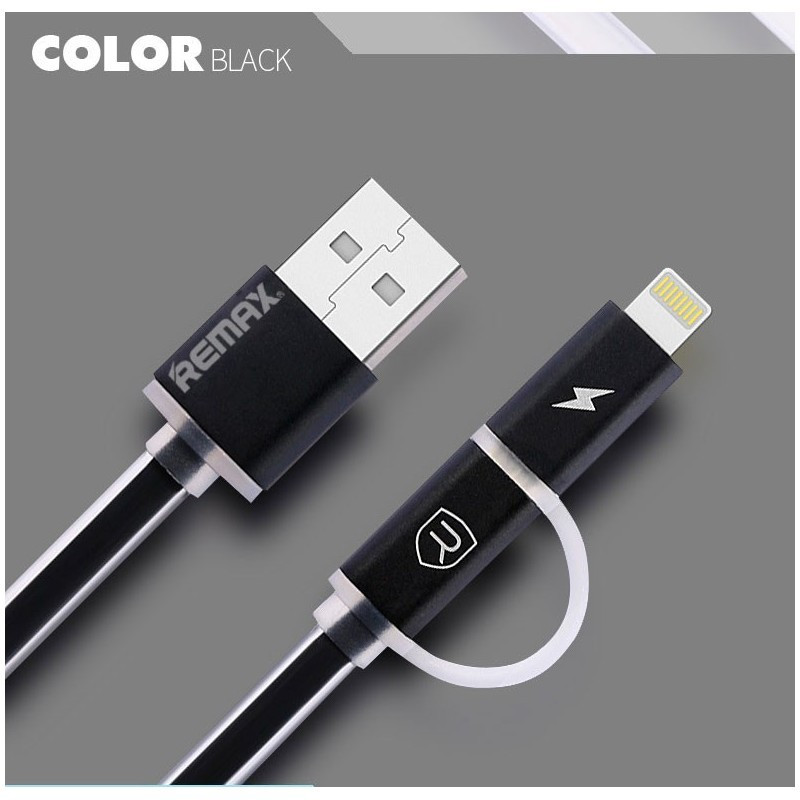 

Кабель 2 в 1 Remax Aurora Micro USB+Lightning RC-020t 1М (black)