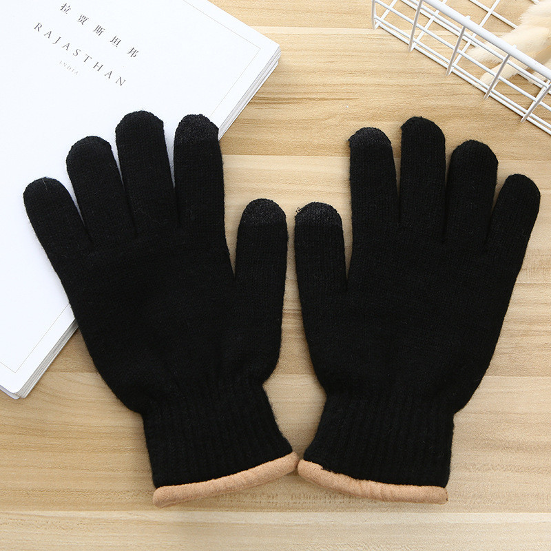 Мужские черные зимние перчатки, двухслойные  по выгодной цене в .