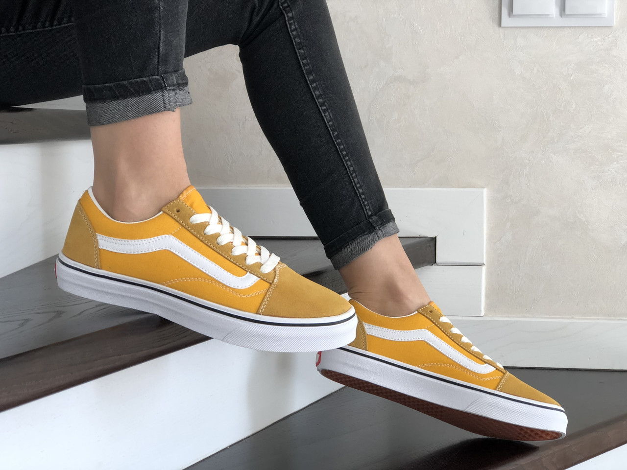 

Женские кроссовки Vans Old School желтые (Реплика), Желтый