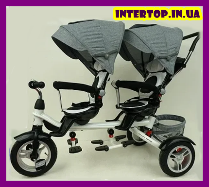 Детский трехколесный велосипед для двойни TURBOTRIKE DUOS M 3116TWA-19  серый: продажа, цена в Киеве. Велосипеды от "InterTop" - 1123102283