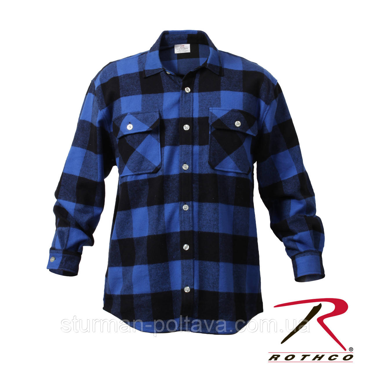 

Рубашка мужская зимняя фланелевая Extra Heavyweight Buffalo Plaid Flanne Буффало синяя Rotcho M, Синяя в клетку