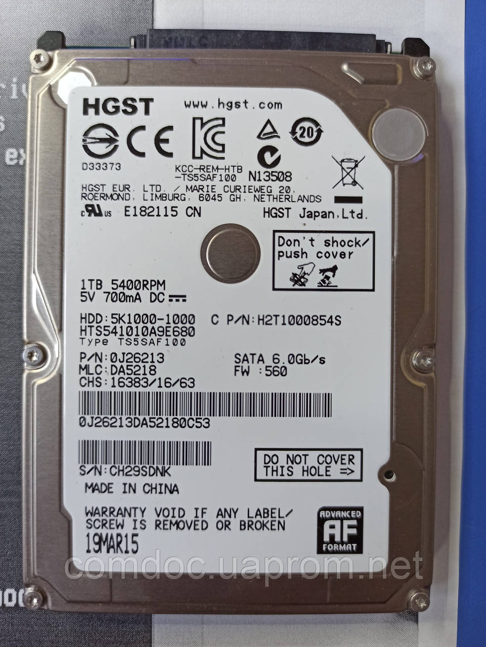 

HDD 1TB Жесткий диск Hitachi Travelstar 5K1000 HTS541010A9E680