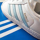 Детские кожаные кроссовки Adidas Gazelle I white/ice blue. Лимитированная серия. US 9.5, фото 6