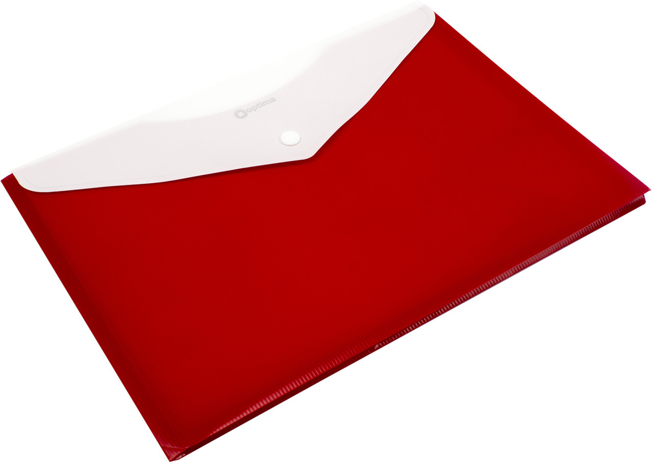 Папка-конверт "Optima" №O31315-03 A4 на кнопці червона,розш.(12)