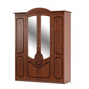 Шкаф с зеркалом распашной в спальню из ДСП и МДФ 4Д Барокко Мебель Сервис, фото 2