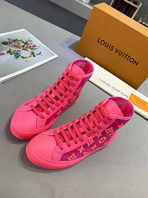 Розовые кеды Louis Vuitton | Кеды кроссовки женские Луи Виттон прозрачные под заказ
