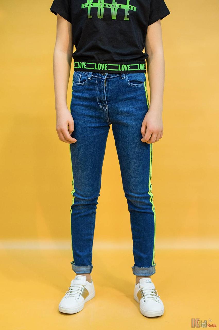 

Джинсы синего цвета с лампасами (146 см.) A-yugi Jeans 2125000659442, Синий