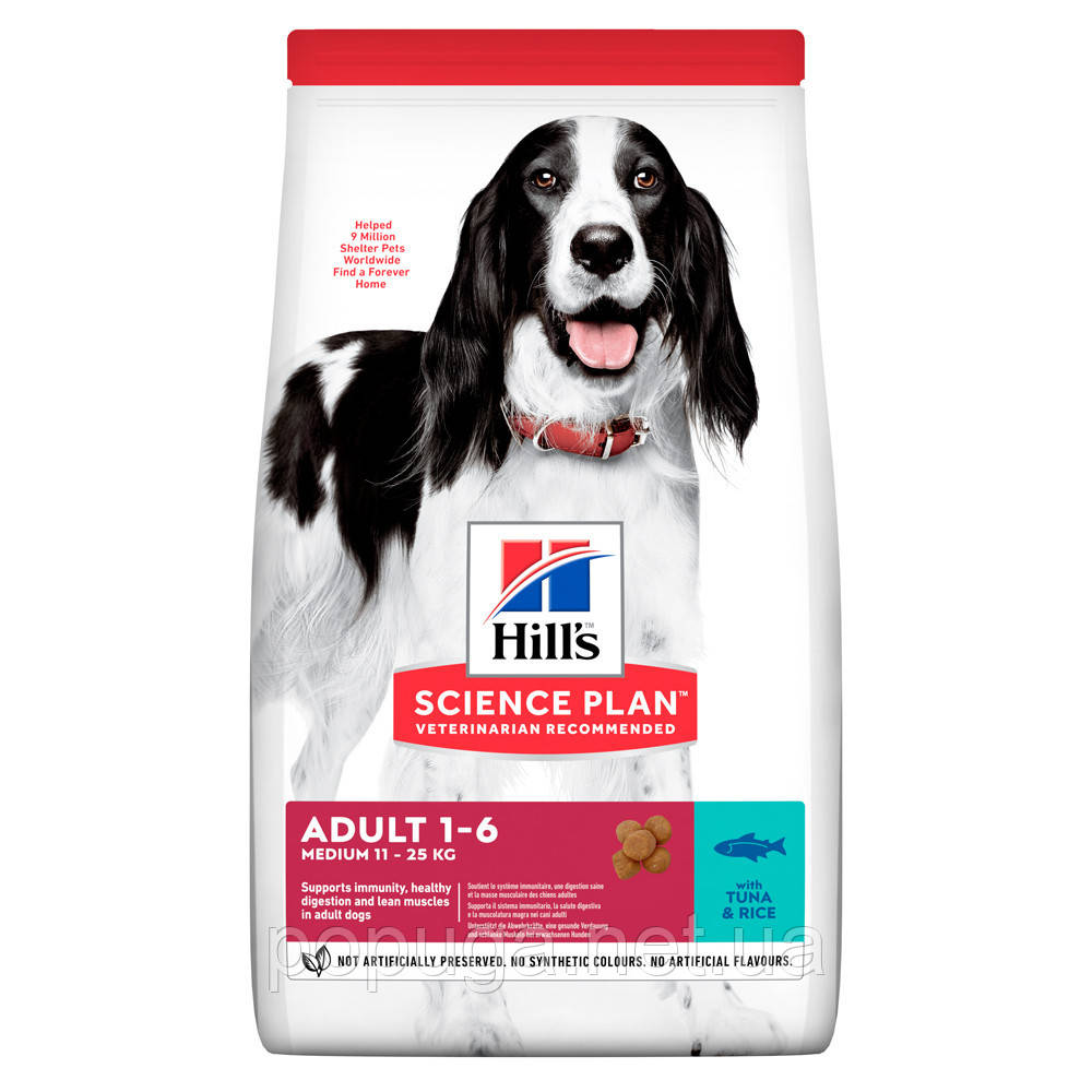 

Hill's SP Canine Adult Medium Breed Tuna & Rice корм для собак средних пород с ТУНЦОМ, 12 кг