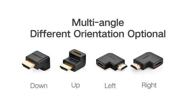 Переходник HDMI угловой вверх вниз вправо влево 90 270 градусов Ugreen HD112 20109 20110 20111 20112 HDMI 90 270 Degree Right Angle