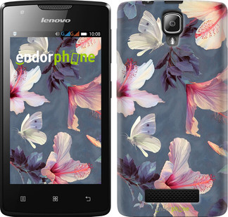 

Чехол на Lenovo A1000 Нарисованные цветы "2714u-157-7673", Серый