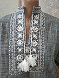 Мужская вышиванка серая с белой вышивкой - размер XXL (52), фото 2