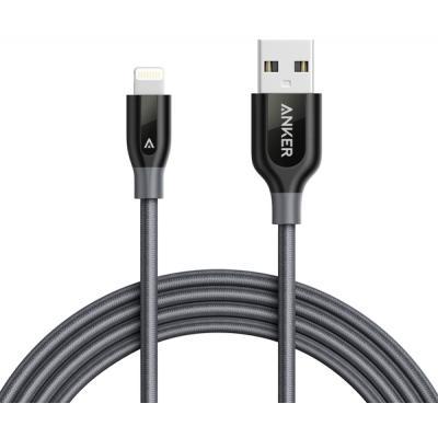 Дата кабель USB 2.0 AM to Lightning 1.8m V3 Powerline+ Space Gray Anke