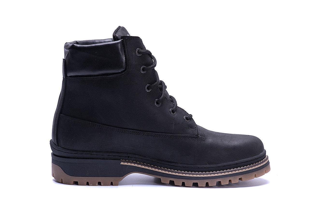 

Мужские зимние кожаные ботинки в стиле Timberland Crazy Shoes black черные