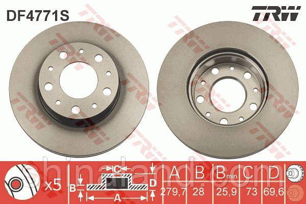 

Тормозной диск передний CITROEN JUMPER; FIAT DUCATO; PEUGEOT BOXER 2.0D-3.0D 04.06- TRW OE 4249K2