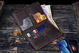 Портмоне чоловіче з натуральної шкіри для грошей документів банківських карт КОСМОПОЛІТ коричневе, фото 3