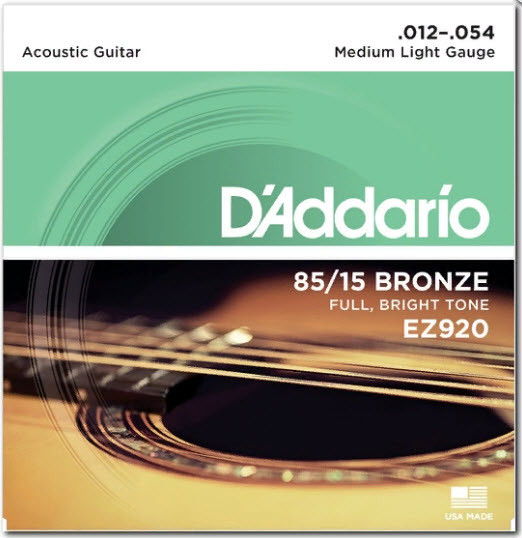 

D`ADDARIO EZ920 BRONZE MEDIUM LIGHT 12-54 Струны для 6-струнной акустической гитары