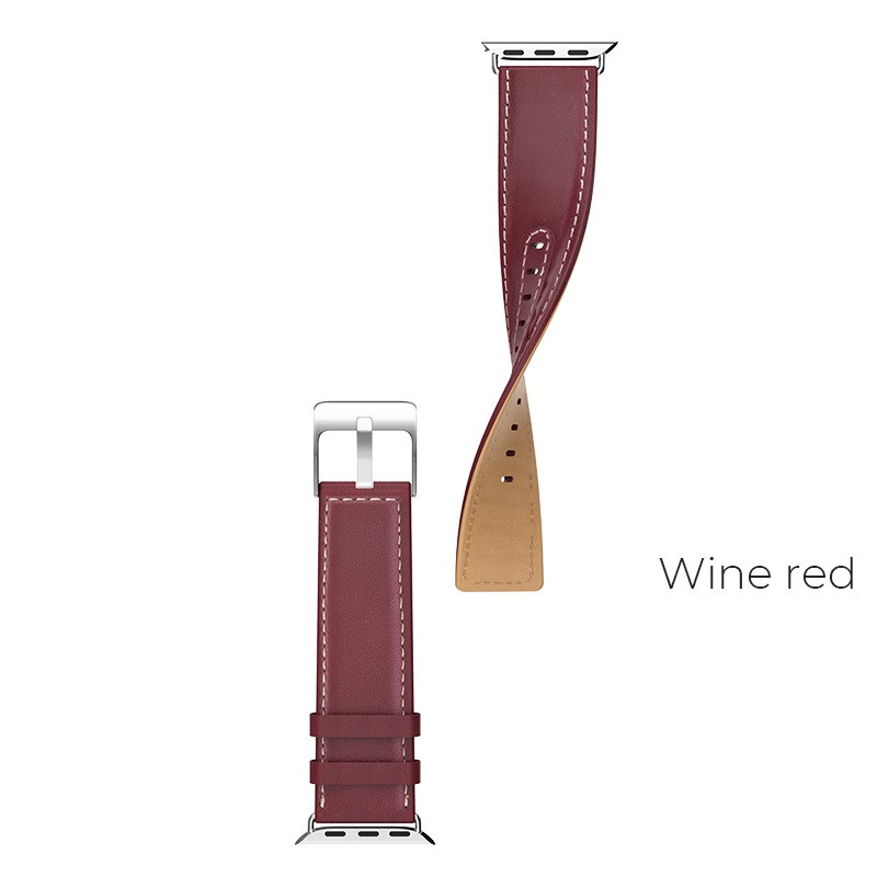 

Ремешок кожаный Hoco WB04 Duke series for Apple Watch Series 4 (44mm) wine red