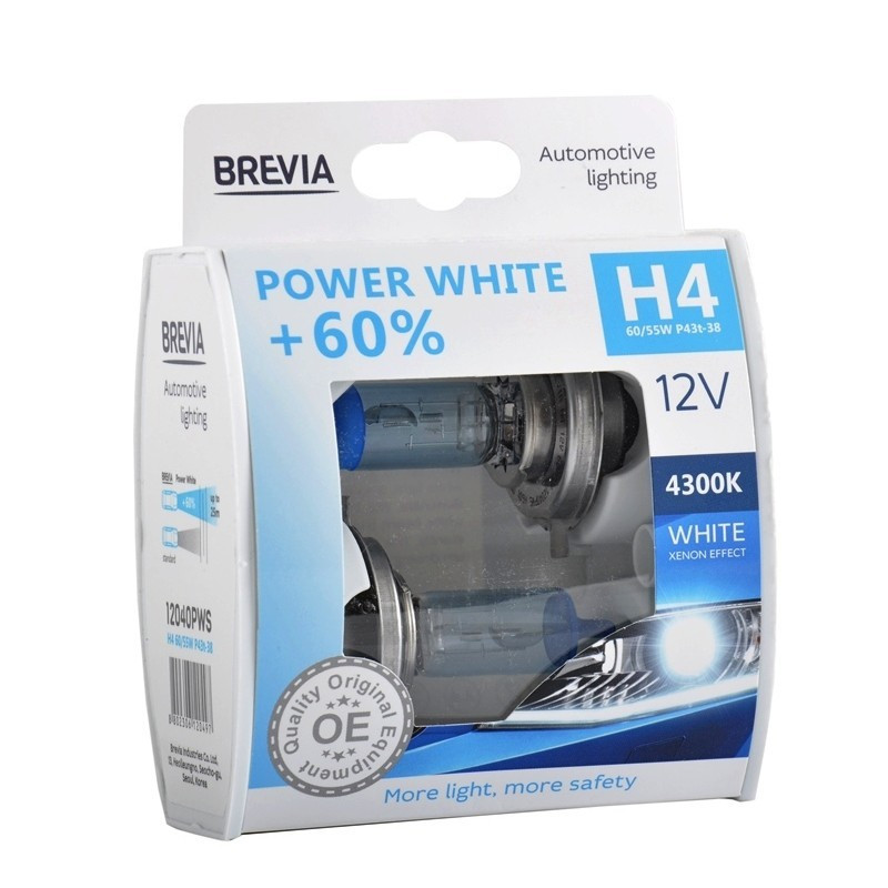 

Галогеновые лампы BREVIA H4 POWER WHITE +60% 12040PWS