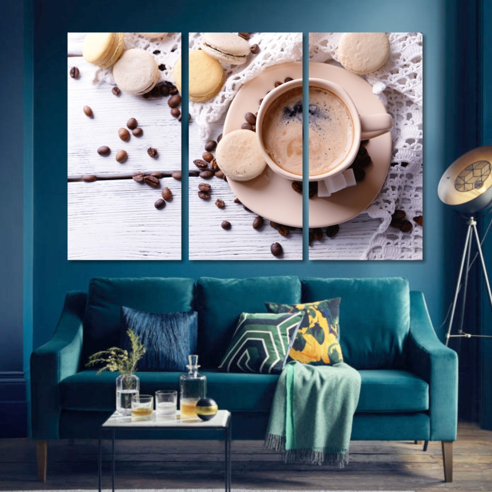 Модульная картина IDEAPRINT "Кофейные макаруны". Натюрморт 3, 90, 60