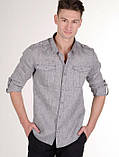 Классическая мужская льняная рубаха белая, черная, серый лен, цветные, фото 5