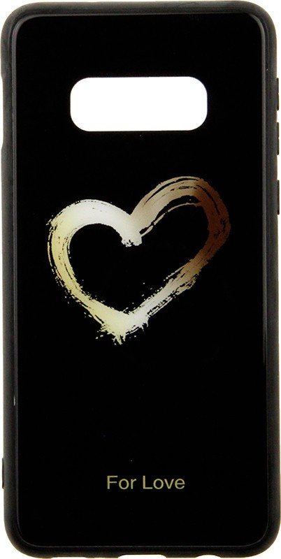 

Чехол-накладка TOTO Glass Fashionable Case Samsung Galaxy S10e Heart on Black, Рисунок