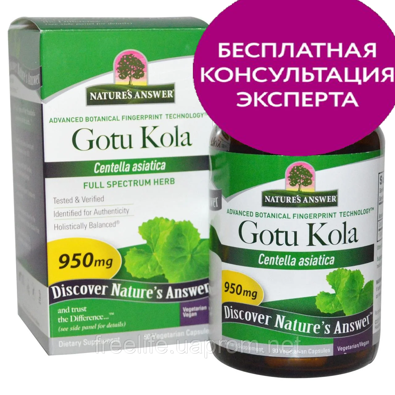 

Nature's Answer, Gotu Kola, 950 мг, 90 шт., официальный сайт, NTA-16262