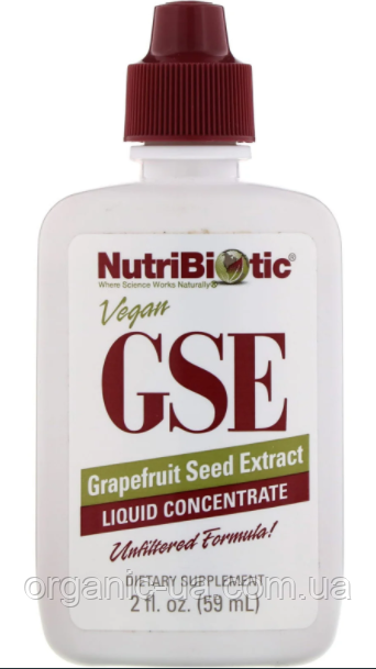 

NutriBiotic, Веганский экстракт семян грейпфрута GSE, жидкий концентрат, 59 мл (2 жидкие унции)