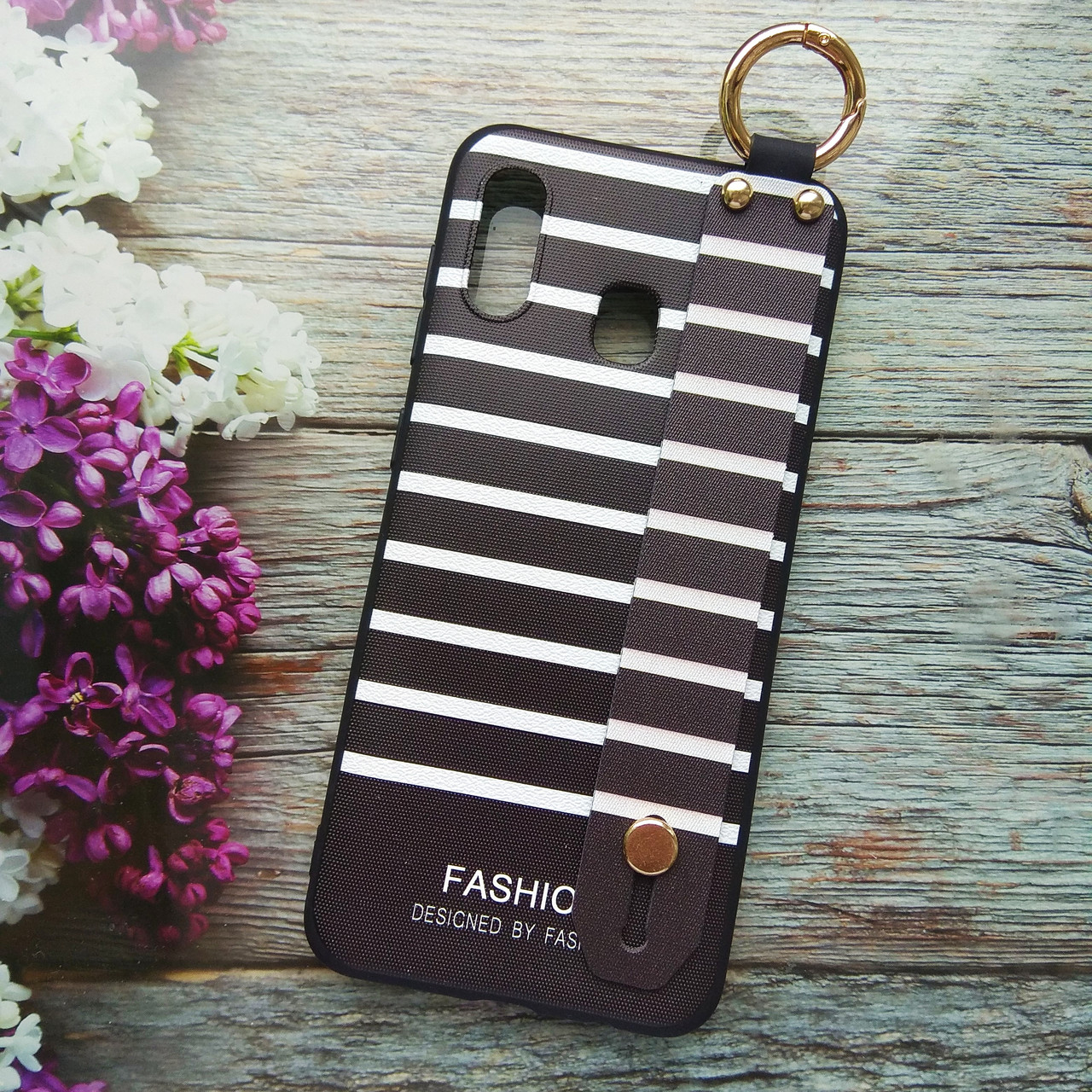 

Чехол для samsung a30 a305 силиконовый с ремешком на руку Fashion black