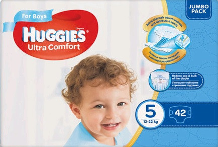 

Huggies Ultra Comfort Jumbo подгузники детские Boy 5 (12-22кг) 42шт