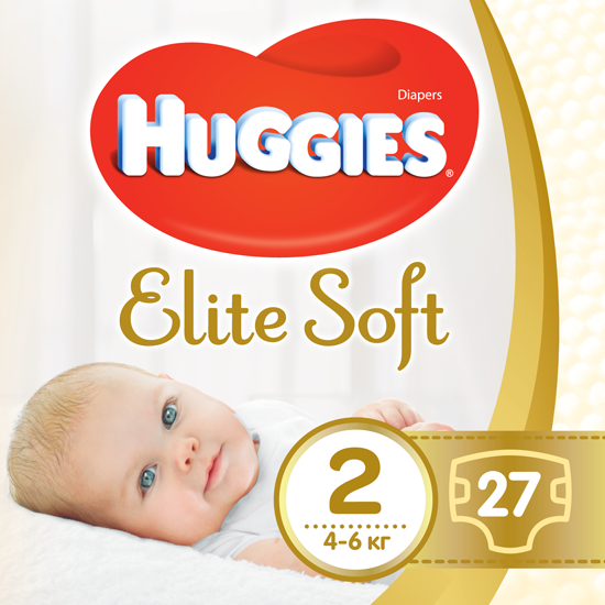 Huggies Elite Soft подгузники детские Newborn 2 (4-7кг) 27 шт