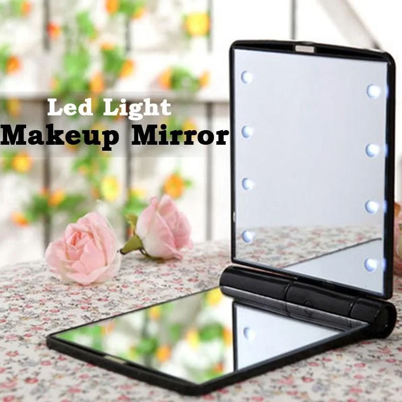 

Зеркало мини карманное дорожное с LED подсветкой Make ap Mirror Max черное