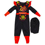 Детский карнавальный костюм ниндзя, рост 110-120 см, черный, вискоза, полиэстер (EE208B), фото 3