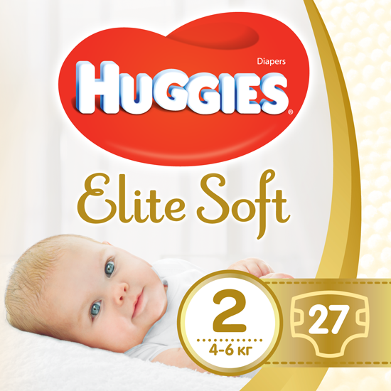 

Huggies Elite Soft подгузники детские Newborn 2 (4-7кг) 27 шт