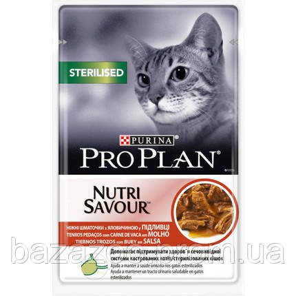 

Влажный корм Про План пауч Steril для стерилизованных кошек с говядиной 85 г *24шт.