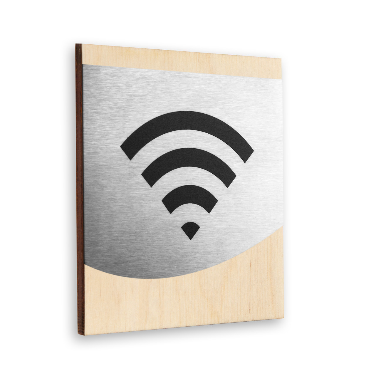 Табличка Wi-Fi - Нержавіюча сталь і дерево - "Venture" Design