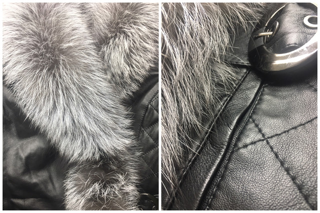 Женская кожаная куртка с чернобуркой