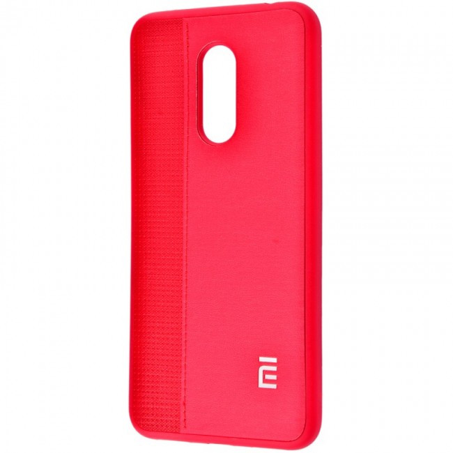 

Силиконовый Чехол Label Case Leather + Perfo Для Xiaomi Redmi 5 Plus Red, Красный