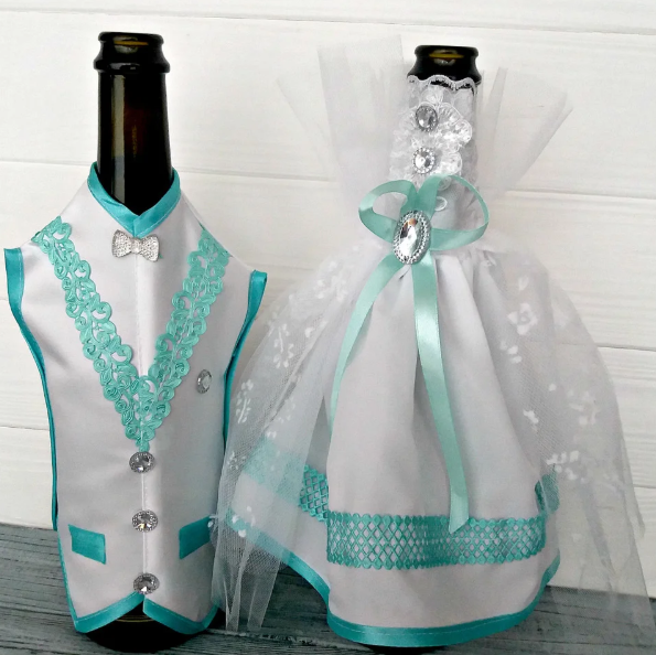 

Вау! Одежда для Свадебного Шампанского мятного цвета "Жених и Невеста" № 10