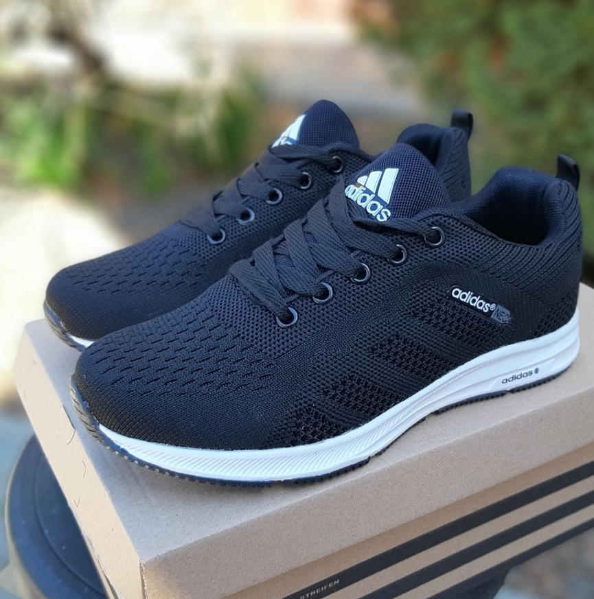 

Женские кроссовки Adidas Neo в сетку черные с белым. Живое фото. Реплика