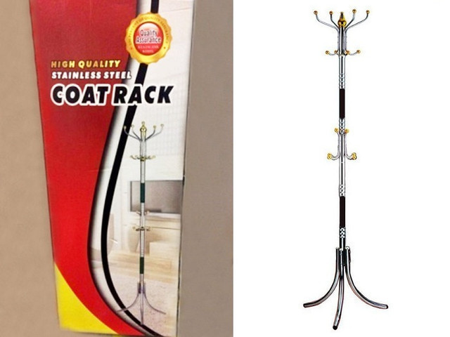 

Металлическая напольная вешалка стойка для одежды тринога Coat Rack 16 крючков