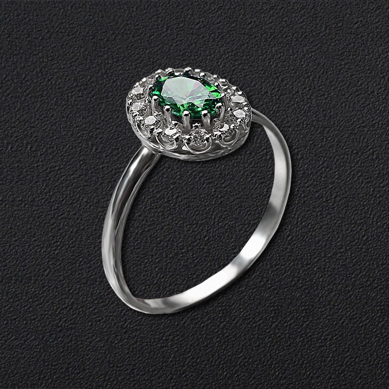 

Серебряное кольцо с фианитами 19.0, Зелёный