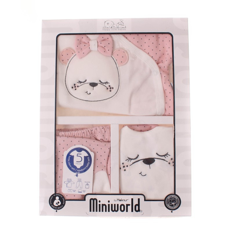 

Подарочныйковий Комплект 5 од. для девочки. TM "MINIWORLD" 14867. Турция., Розовый