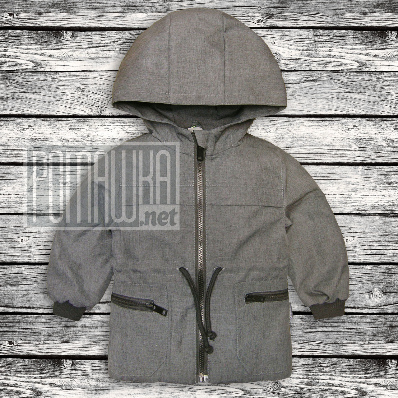 

Детская ветровка р 110 (104) 3-4 года куртка парка для мальчика малышей с капюшоном тонкая трикотаж 6050 Серый